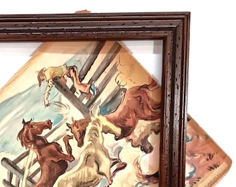 Vintage Wooden Picture Frame, Narrow Rustic Dark Walnut Brown (15.5x16.5)
