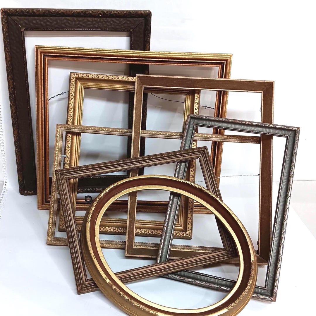 Vintage Wood Frames, Art Deco Assorted Picture Frames Lot, Antique Gold ...