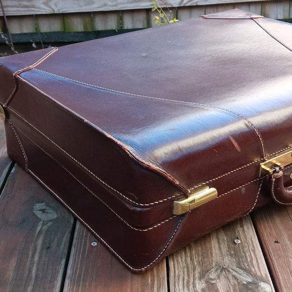 Vintage Luggage MCM Suitcase Brown Leather - image 7