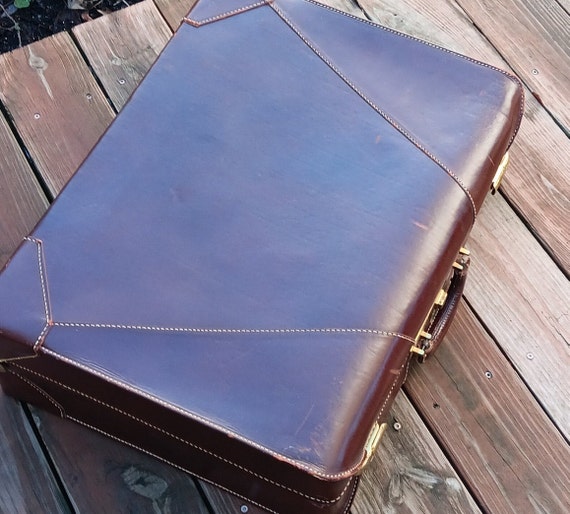 Vintage Luggage MCM Suitcase Brown Leather - image 4