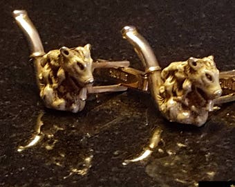 Unique, rare, and elegant! Swank vintage cufflinks Mouse possum pipe unique IQ-1