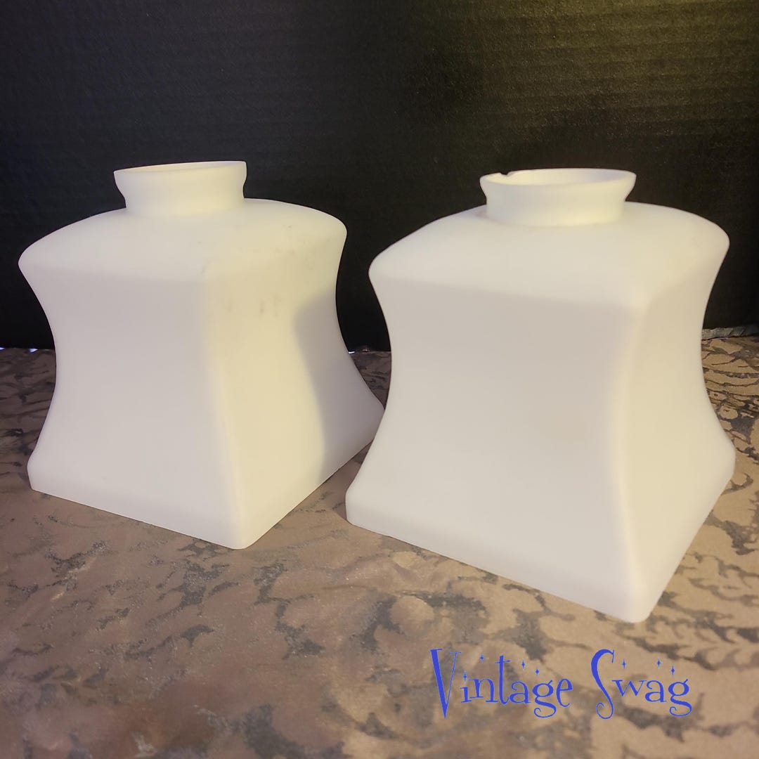 ONE Vintage Antique White Satin Glass Missionstyle Glass Square Shade