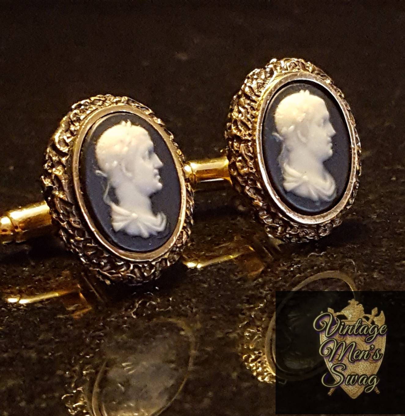 Vintage cufflinks Dante cameo tipo incolay Little Etsy