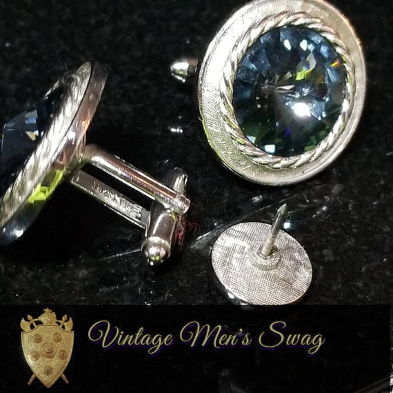 Vintage cufflinks rivoli crystal by Dante, offere… - image 5