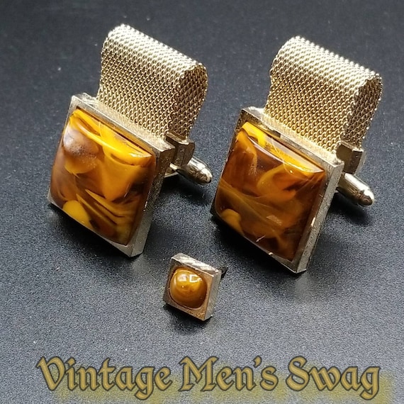 Vintage cufflinks over the cuff wrap around mesh … - image 1