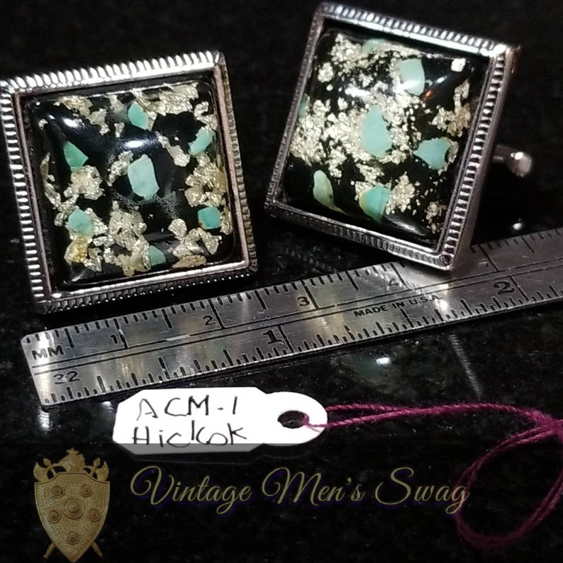 Vintage Cufflinks mid-century by Hickok Monte Carlo black and blue Acm-1