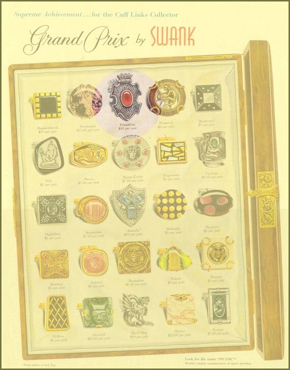 Imposing Vintage cufflinks Swank giant crest with… - image 8