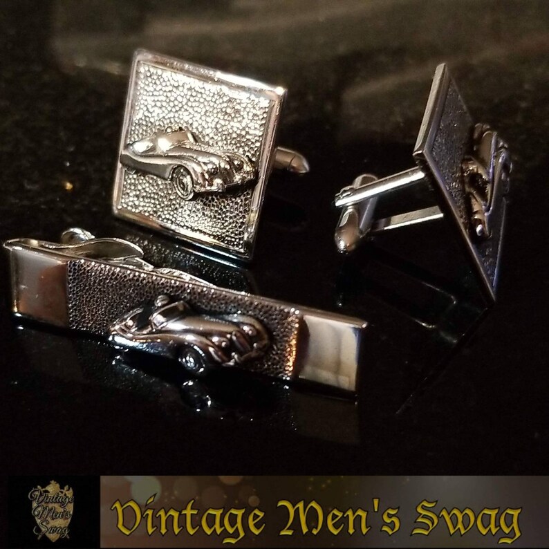 For the car nut Vintage Swank cufflinks tie clip Jaguar or Triumph offered by Vintage Men/'s Swag Bcb-5