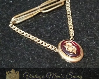 Vintage tie chain clip bar pendant by Swank, intagilo red offered by Vintage Men's Swag Ado-3