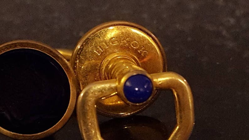 vintage cufflinks Hickok blue intaglio carved warrior spartan roman unique offered by Vintage Men/'s Swag lot q