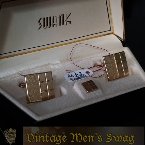 Vintage cufflinks tie tack by Swank, early 1950s,… - image 3