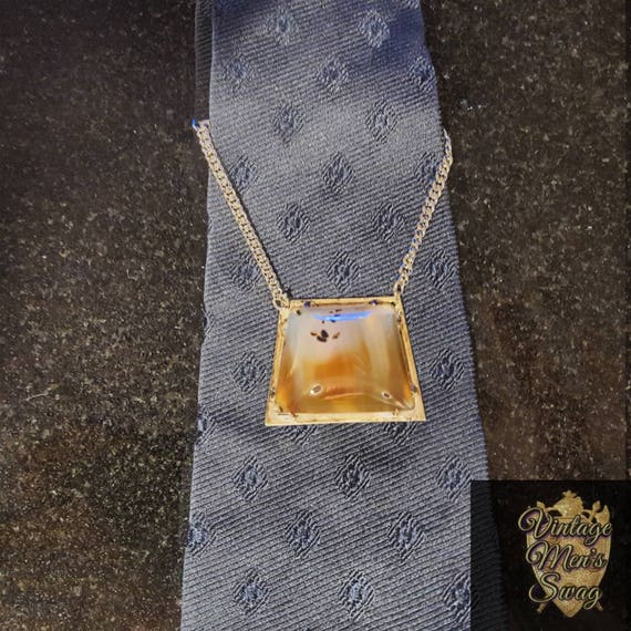 vintage Tie chain with Huge Montana scenic agate … - image 4
