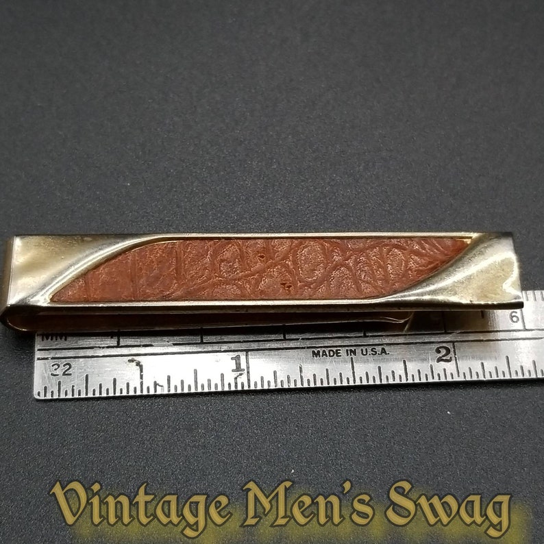 Vintage tie bar by Swank real leather offered by Vintage Men/'s Swag sc-8