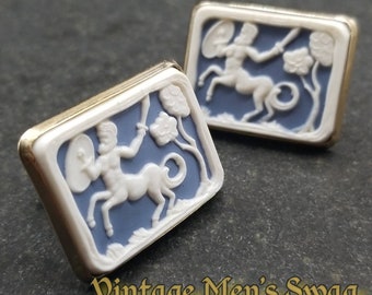 Vintage cufflinks cameo blue and white offered by Vintage Men&#39;s Swag bbu-2