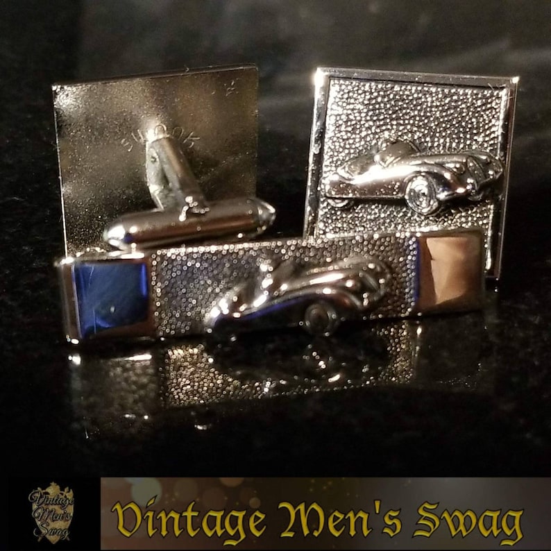 For the car nut Vintage Swank cufflinks tie clip Jaguar or Triumph offered by Vintage Men/'s Swag Bcb-5