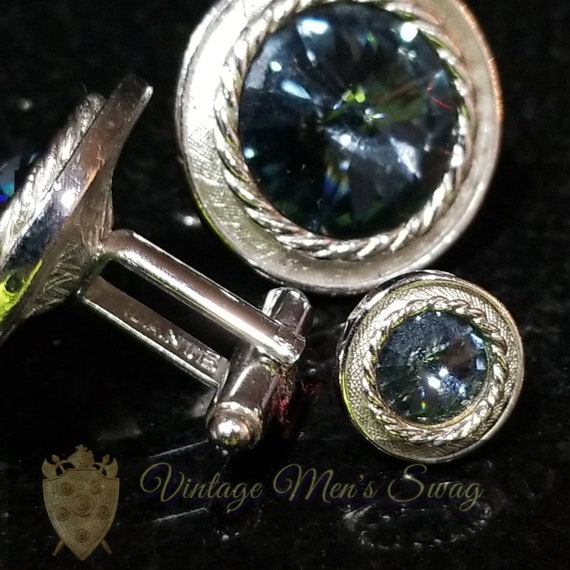 Vintage cufflinks rivoli crystal by Dante, offere… - image 3
