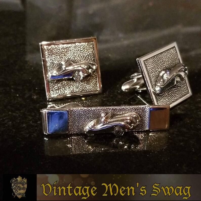For the car nut Vintage Swank cufflinks tie clip Jaguar or Triumph offered by Vintage Men/'s Swag Bcb-5