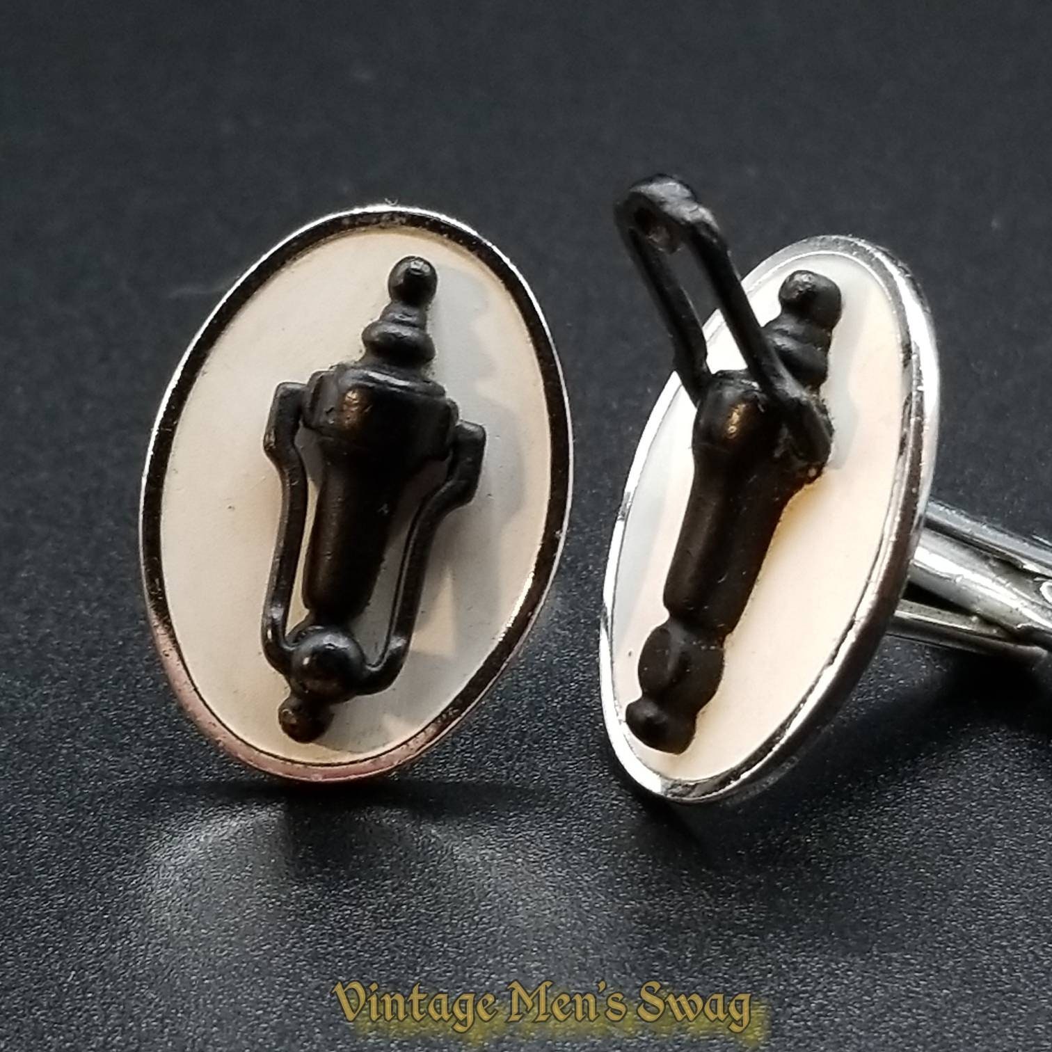 Vintage cufflinks function door knocker by Hickok offered by Vintage Men's Swag Aha-5