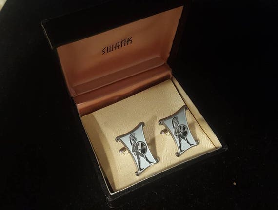 vintage cufflinks Swank Spartan 1950s rockabilly blue Designers Collections original box offered by Vintage Men/'s Swag DR-1