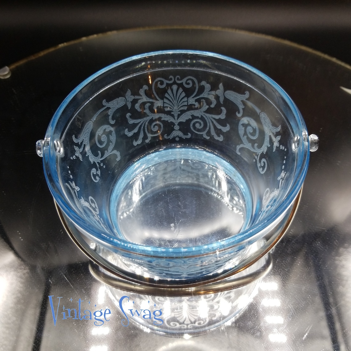 Fostoria Versailles azure blue whipped cream bowl basket Etsy