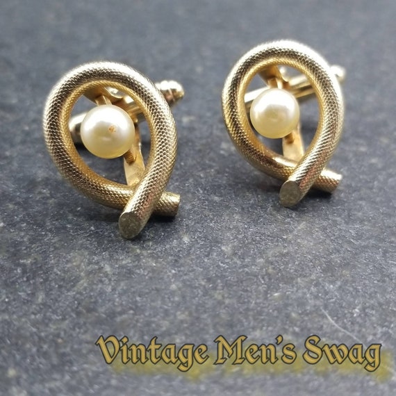 vintage cultured pearl ? cufflinks by Anson offer… - image 1