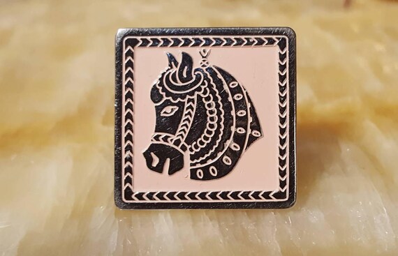 vintage cufflinks Swank tie clip horse Pink "Caro… - image 4