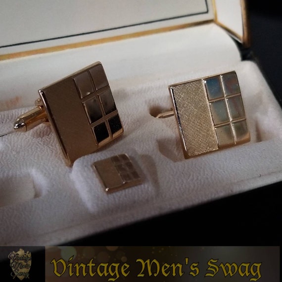 Vintage cufflinks tie tack by Swank, early 1950s,… - image 2