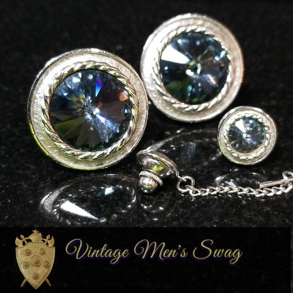 Vintage cufflinks rivoli crystal by Dante, offere… - image 2