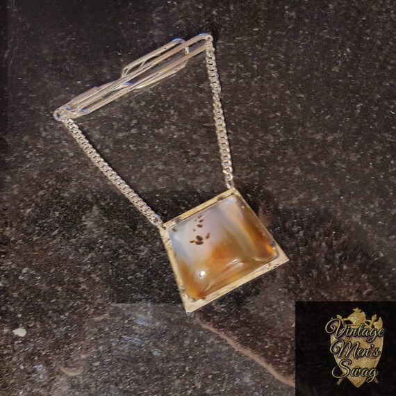 vintage Tie chain with Huge Montana scenic agate … - image 3