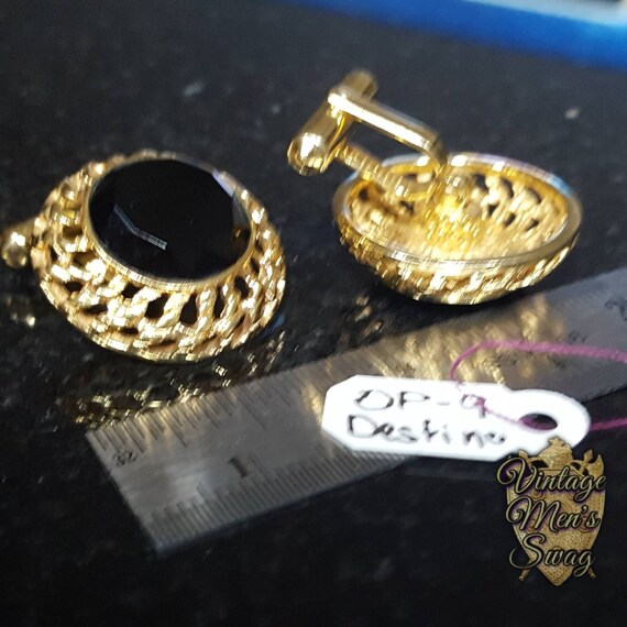 Boutons De Manchette Guerrier Grec Argent Sterling Or Vermeil Vert - Marque Destino 6, Occasion