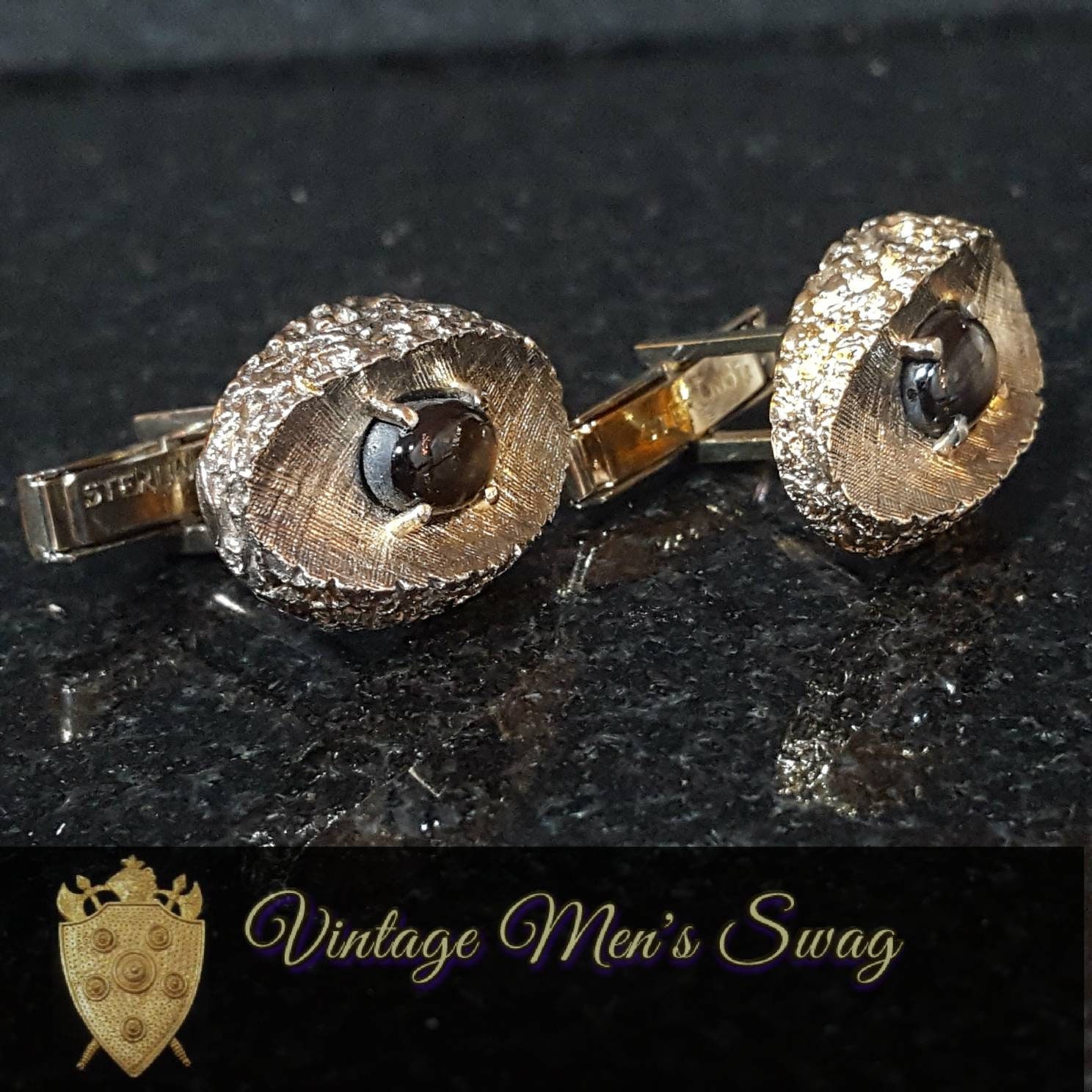 Boutons De Manchette Vintage Cube Or Et Argent - Années 50-60 - Occasion Bon état