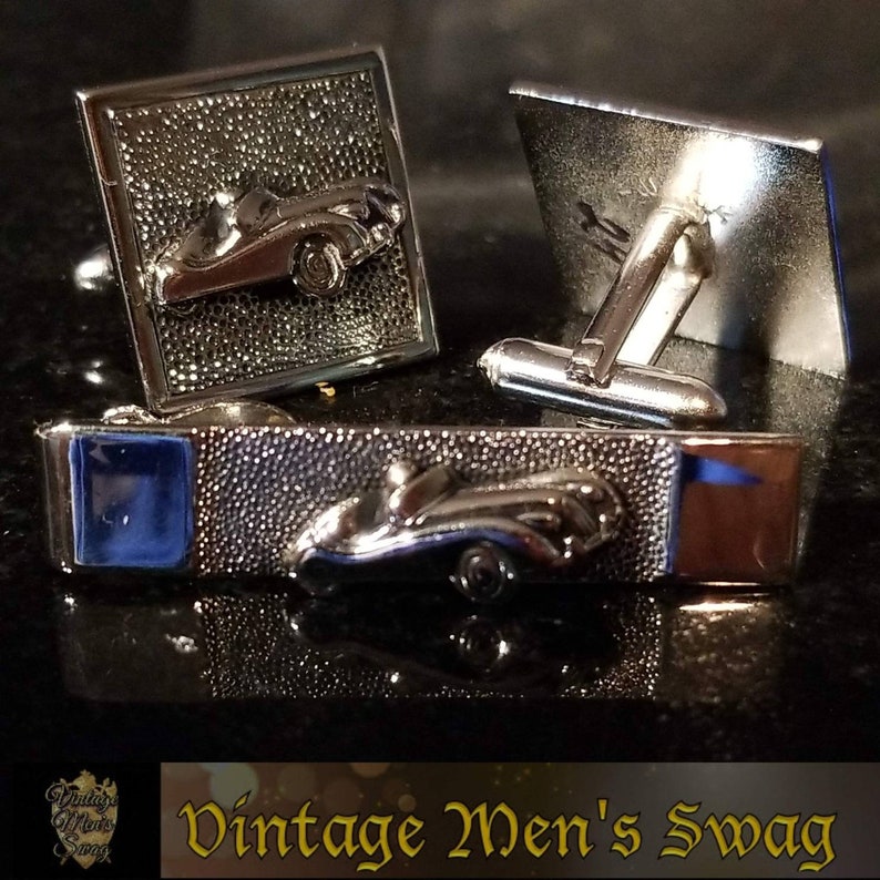 For the car nut Vintage Swank cufflinks tie clip Jaguar or Triumph offered by Vintage Men/'s Swag Bcb-5