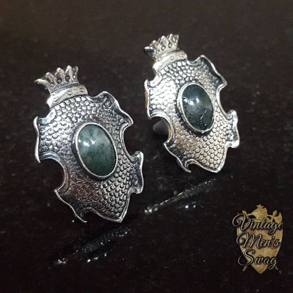 Imposing Vintage cufflinks Swank giant crest with… - image 1