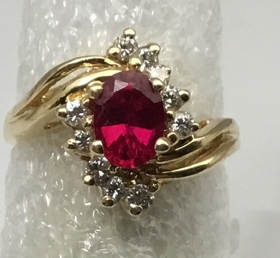 Ruby and diamond 14kt gold ring - image 1