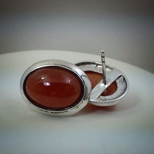 Vintage sterling silver oval cab citrine earrings. image 2