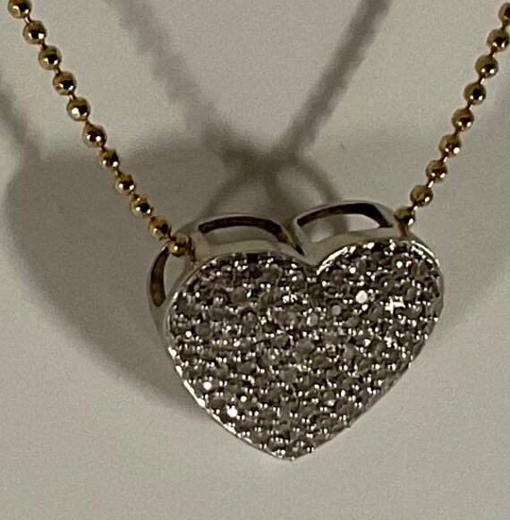 Vintage 14kt white gold half ct diamond heart pen… - image 7