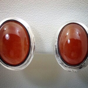 Vintage sterling silver oval cab citrine earrings. image 3