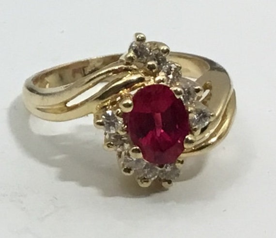 Ruby and diamond 14kt gold ring - image 7