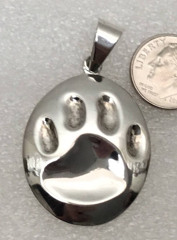 Large vintage Sterling puffy cat paw - image 3