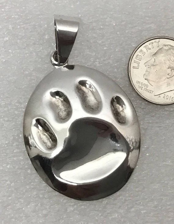 Large vintage Sterling puffy cat paw - image 1