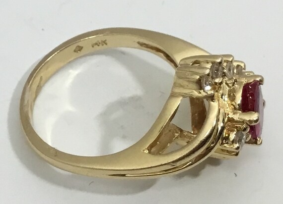 Ruby and diamond 14kt gold ring - image 6