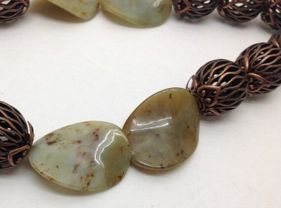 Chunky Jade and copper necklace. - image 3