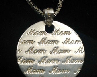 Sterling Love Mom pendant