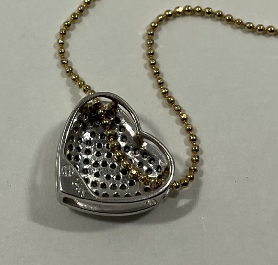 Vintage 14kt white gold half ct diamond heart pen… - image 4