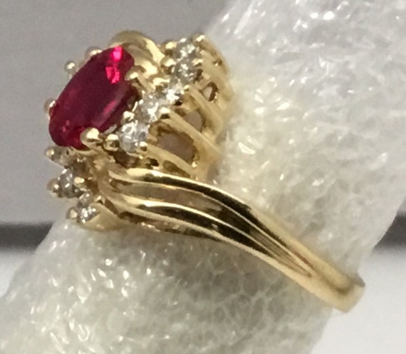 Ruby and diamond 14kt gold ring - image 10