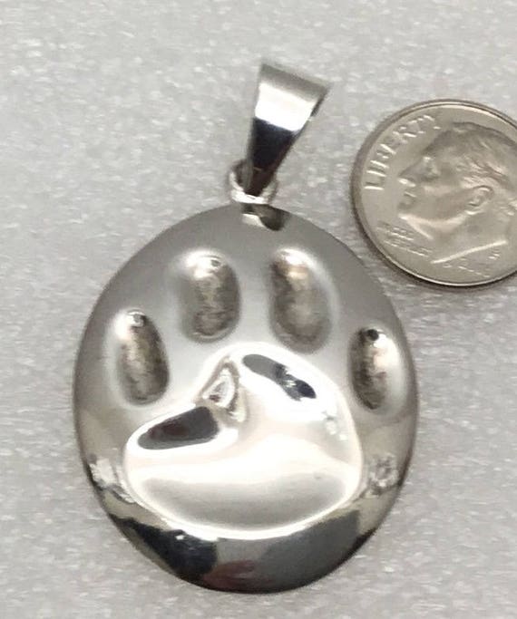 Large vintage Sterling puffy cat paw - image 2