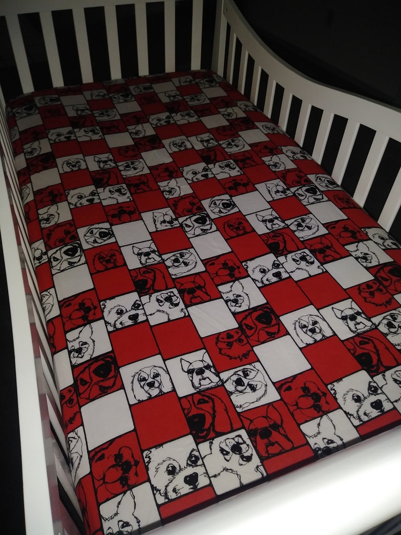 Fitted Crib Sheet Red Flannel Dog Infant Bedding Flannel Standard Fitted Red Crib Linen Toddler Animal Fitted Bed Sheet