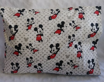 Mickey Mouse Standard Pillowcase Black White Red Mouse Head Outlines