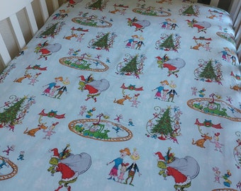 Grinch Crib Bedding How the Grinch Stole Christmas Toddler Bedding Dr. Seuss White or Blue Fitted Crib Sheet Grinch Christmas Bedding Etsy