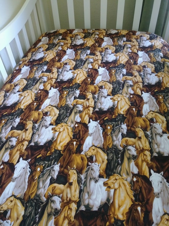 Horses Fitted Crib Bedding Cowboy Cotton Infant Bedding Mustang Fitted Crib Linen Cowboy Toddler Fitted Bed Sheet Etsy